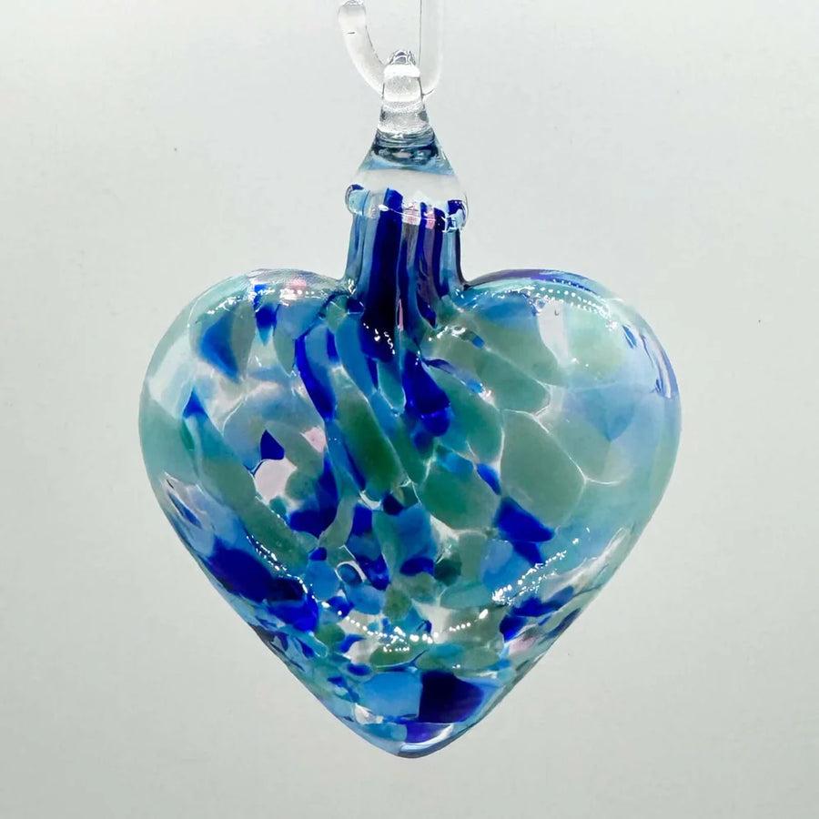 Blue Dahlia Heart Ornament