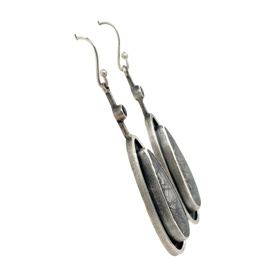 Earrings - Tourmalinated Quartz and Spinel