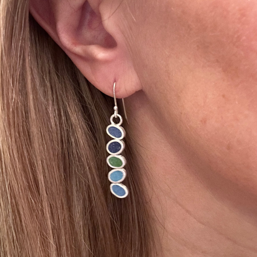 Earrings - Resin - Blue and Green Drops