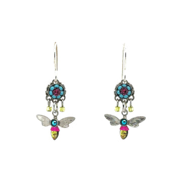 Earrings - Dragonfly with Flower
