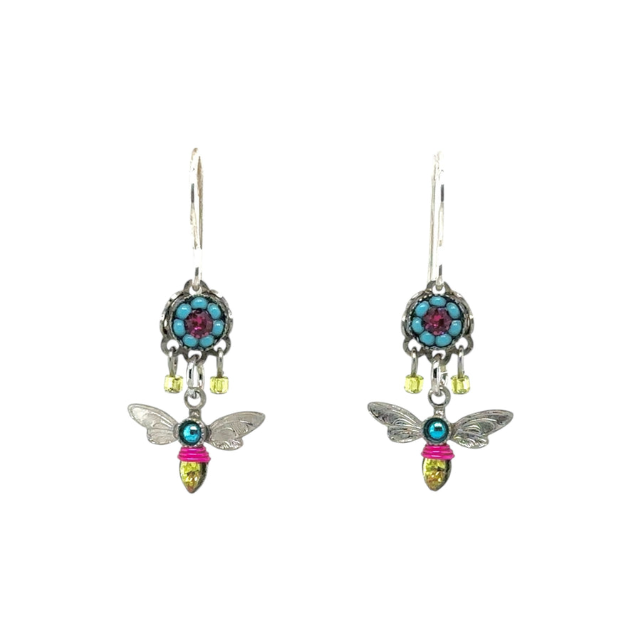 Earrings - Dragonfly with Flower