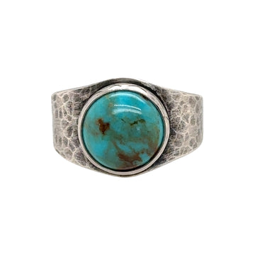 Hammered Oxidized Turquoise Ring