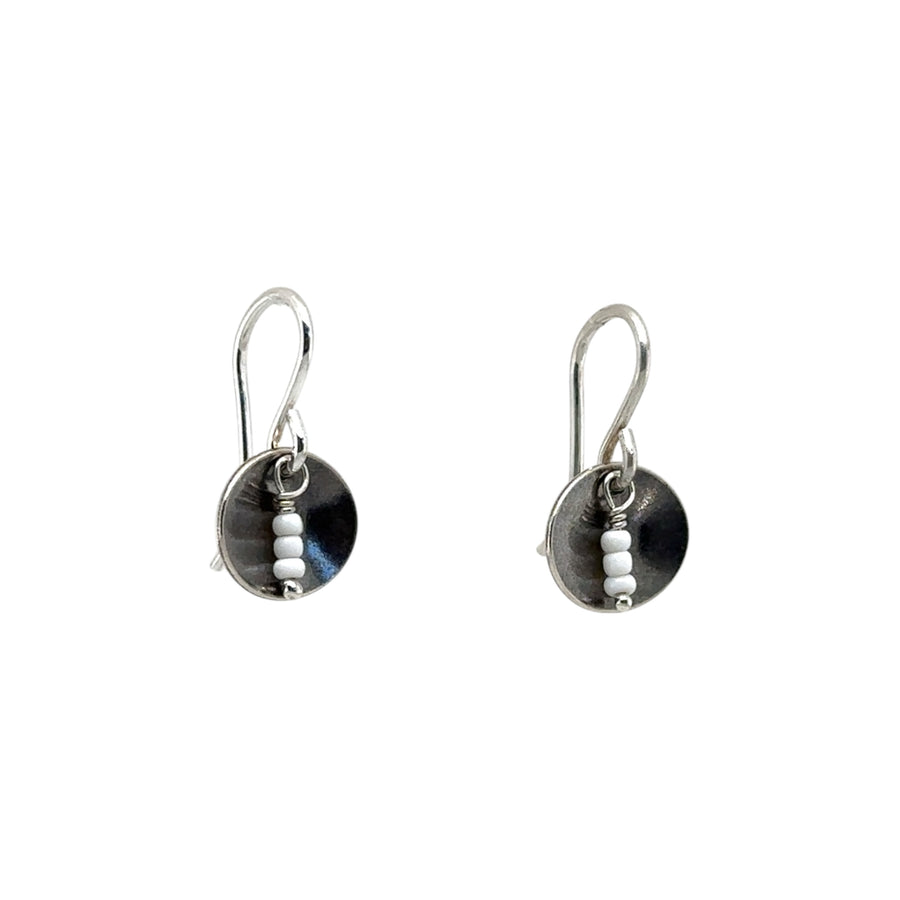 Earrings - Sterling with Vintage White Bead