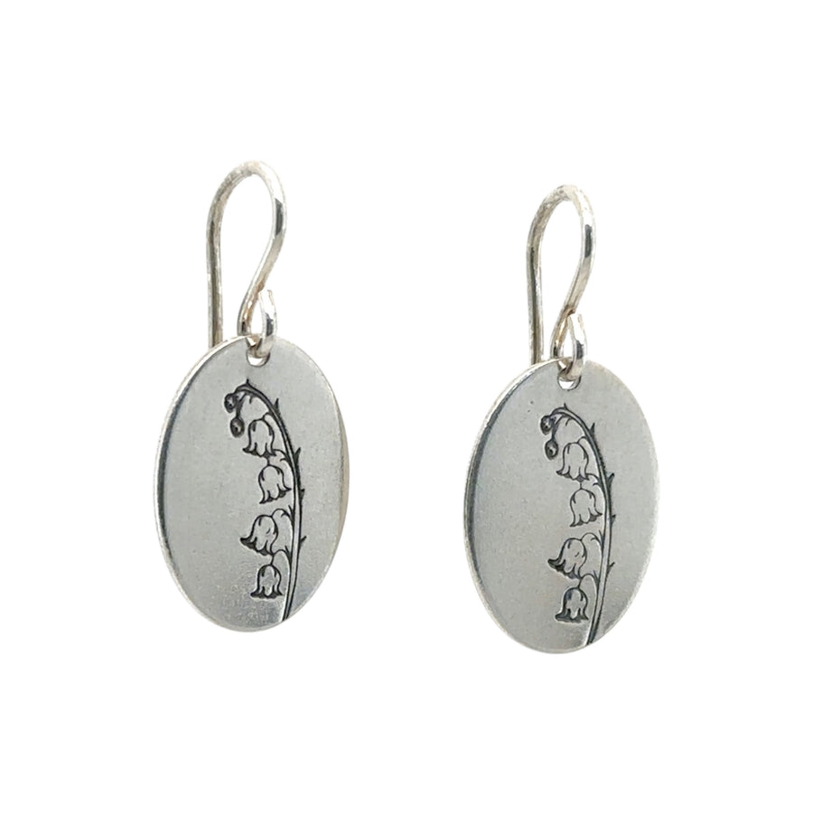 Earrings - Oval with Lily of the Valley