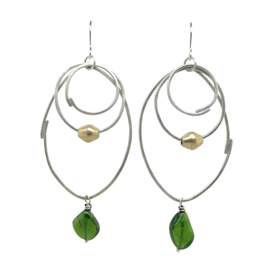 Earrings - Triple Silver Overlap with Chrome Diopside