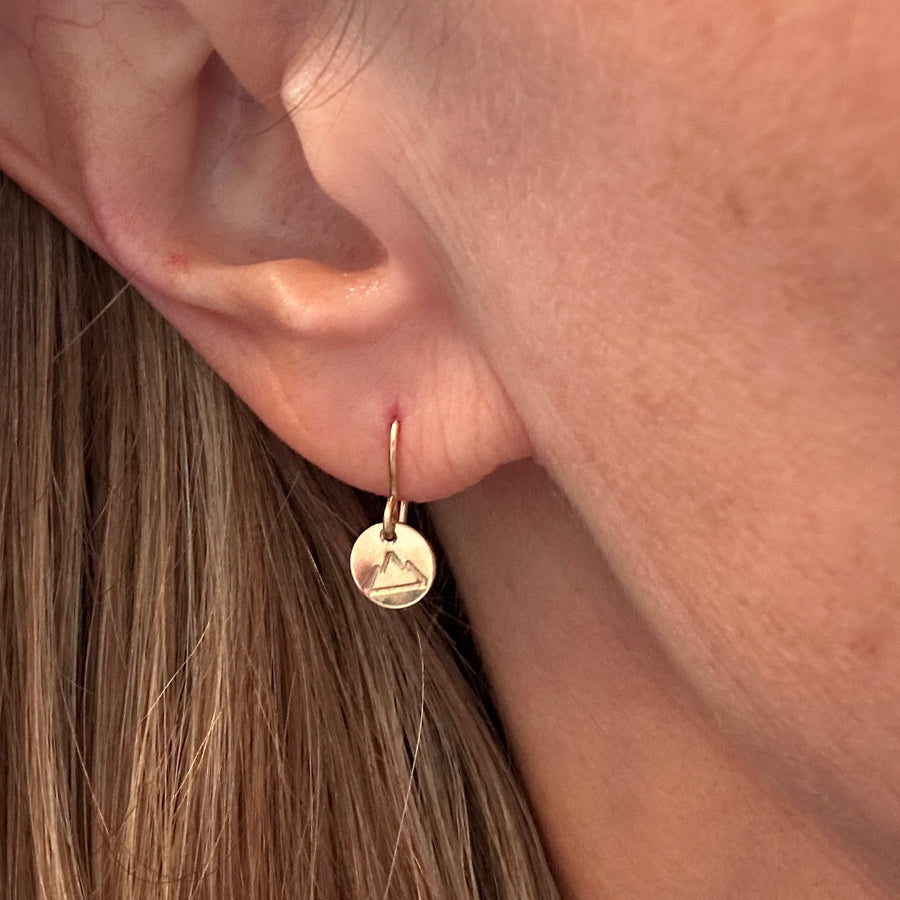 Earrings - Small Disk with Mountain