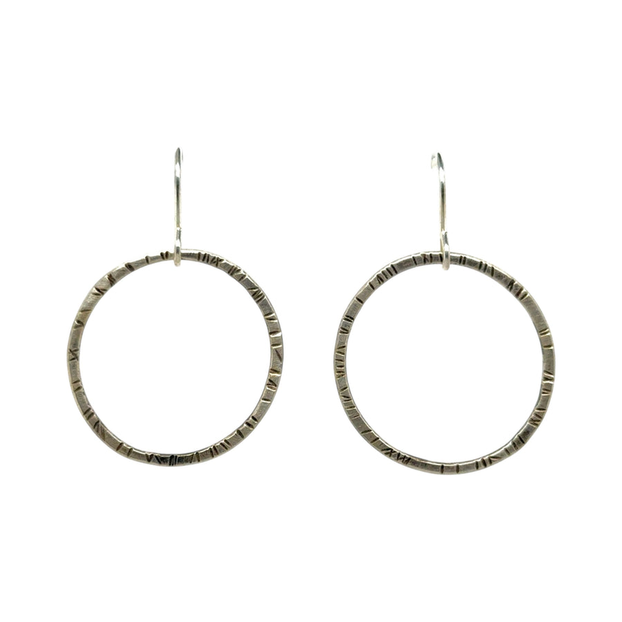 Earrings - Silver Stamped Circles
