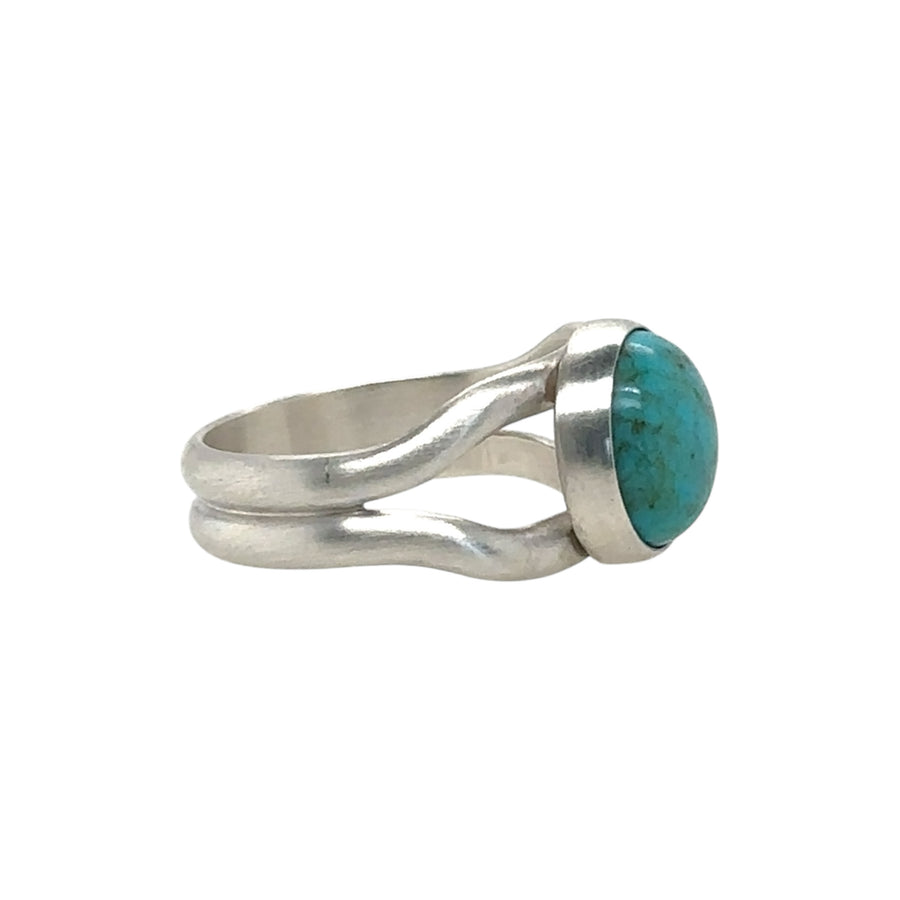 Turquoise Ring with Brushed Finished