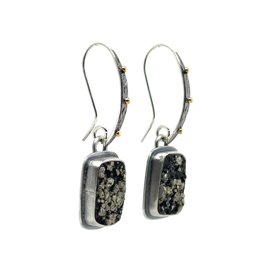 Earrings - Pyrite in Slate