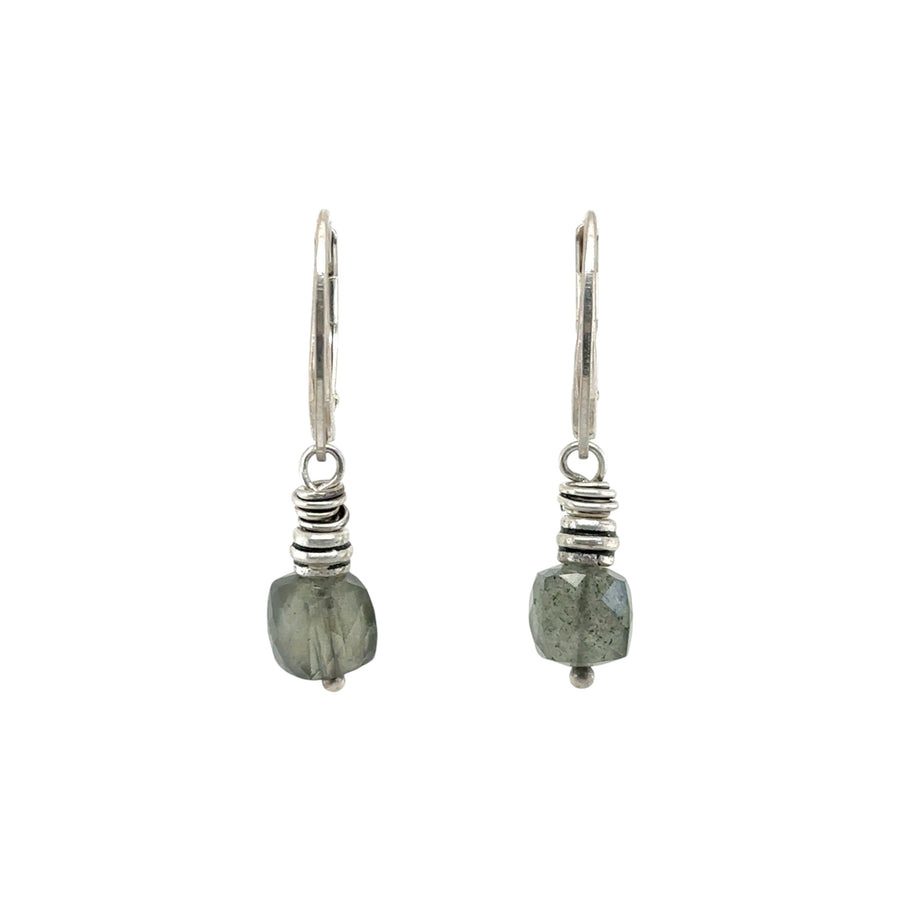 Earrings - Moss Aquamarine Cubes