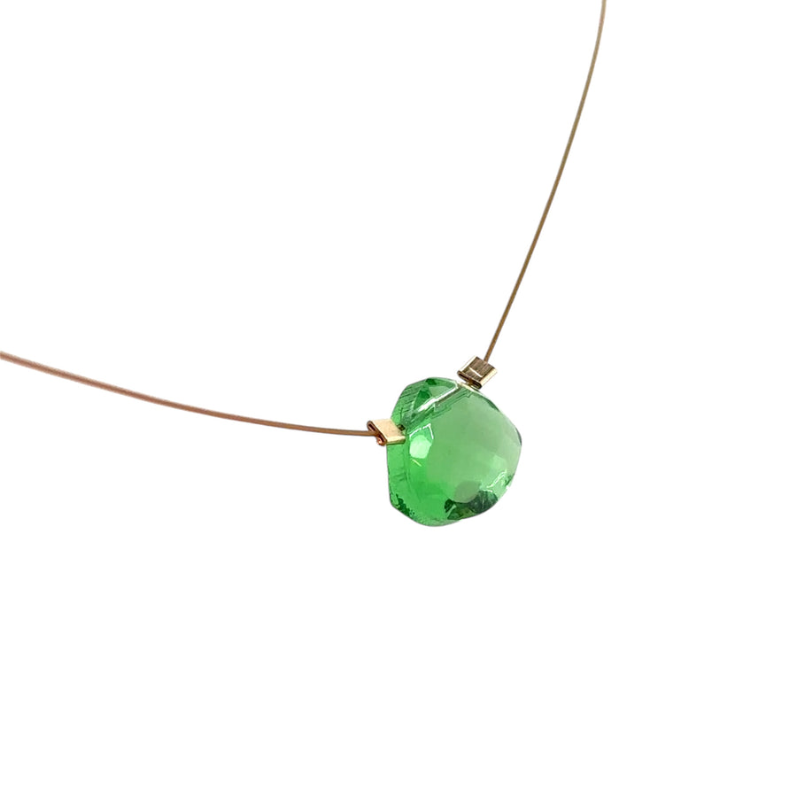 Czech Quartz Necklace - Lime Green