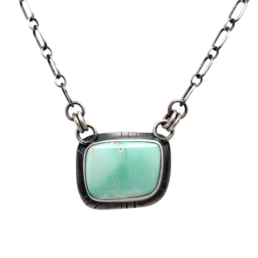 Variscite Jungle Pendant with Leaf Backplate