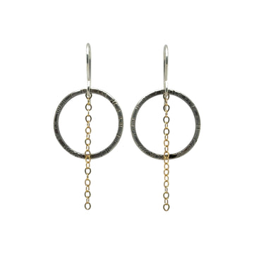 Earrings - Stamped Circles with Gold Fill Chain