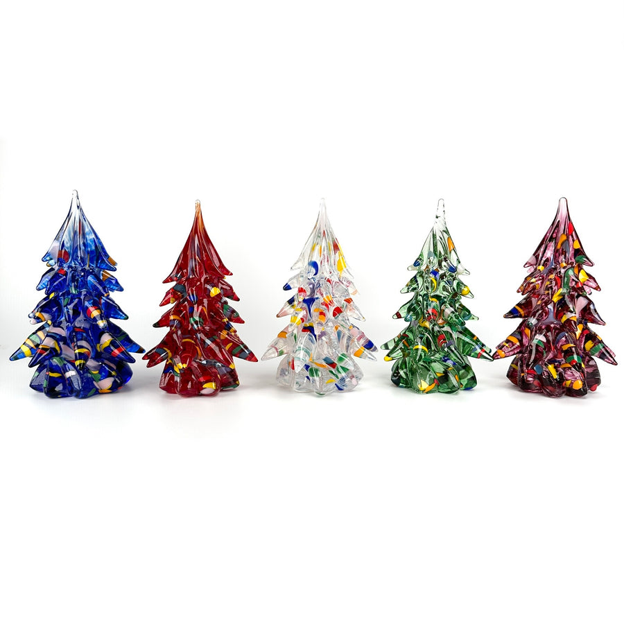 Small Decorated Glass Tree - Ruby