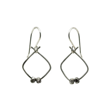 Earrings - Silver Small Overlap with Silver Beads