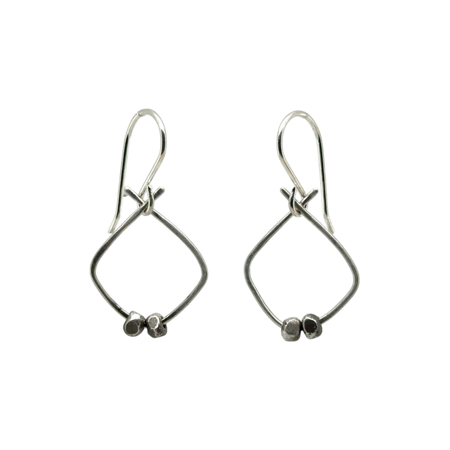 Earrings - Silver Small Overlap with Silver Beads