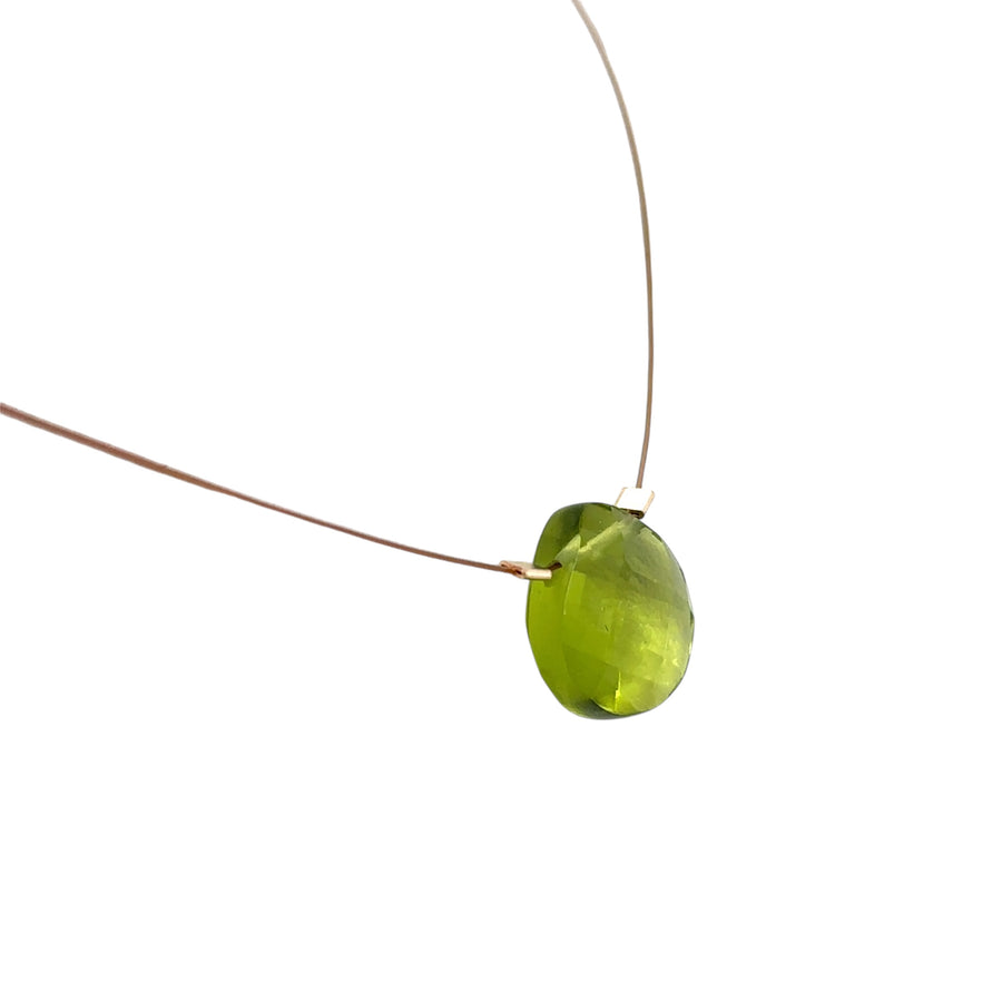 Czech Quartz Necklace - Lime Green