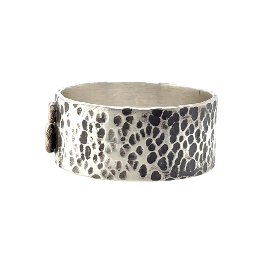 Ring - Silver with 14k Gold Dots - Size 13.5