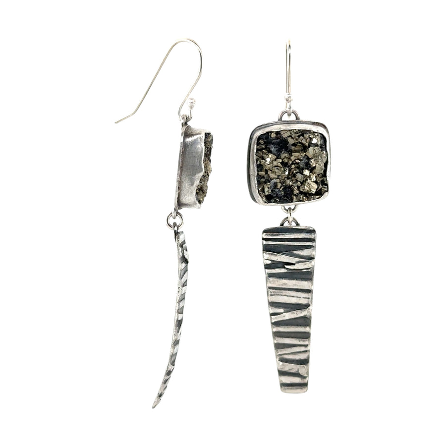 Earrings - Pyrite in Slate