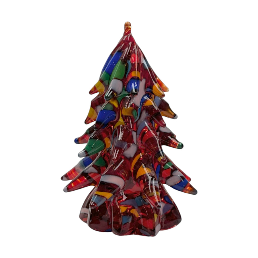 Small Decorated Glass Tree - Red