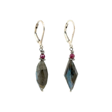 Earrings - Labradorite and Ruby