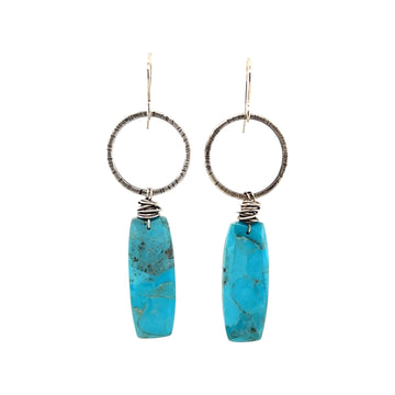 Earrings - Turquoise Rectangles on Silver