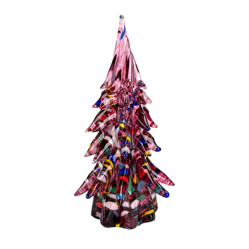 Large Decorated Glass Tree - Ruby