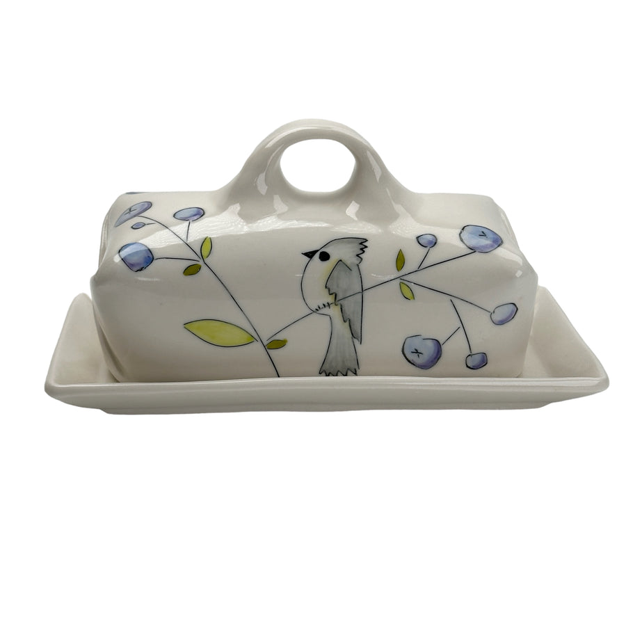 Birds and Blueberries - Butter Dish