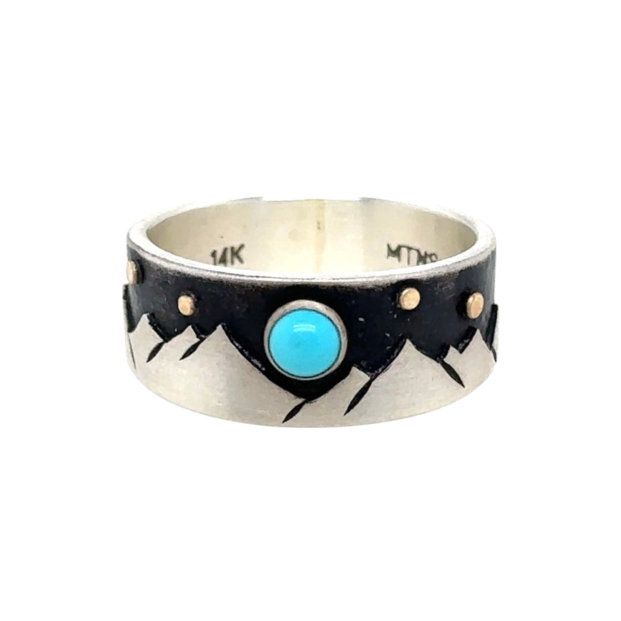 Mountains Ring with Turquoise #9s