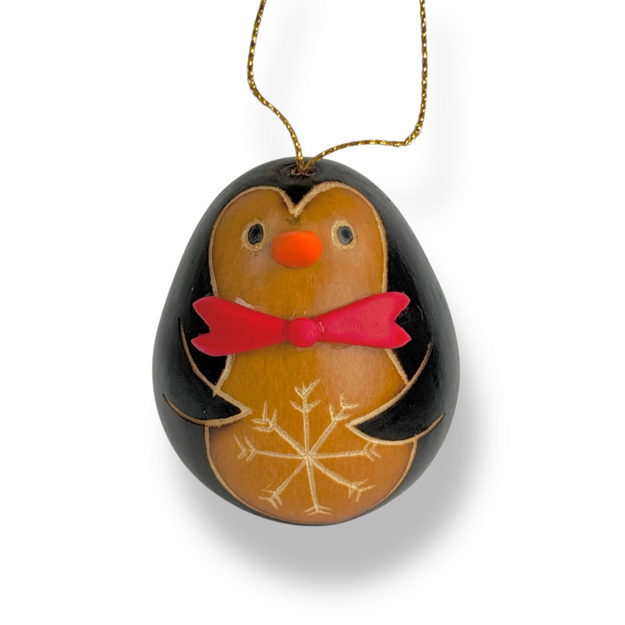 Gourd Ornament - Penguin - Red Scarf