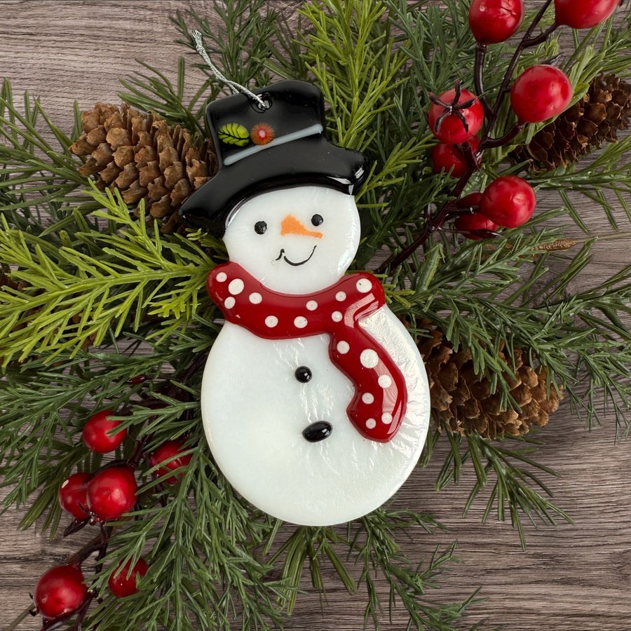 Snowman Glass Ornament
