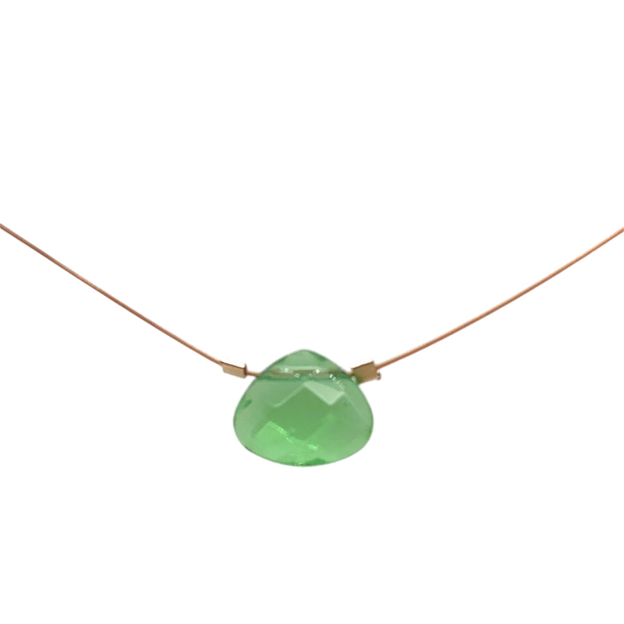 Czech Quartz Necklace - Lime Green