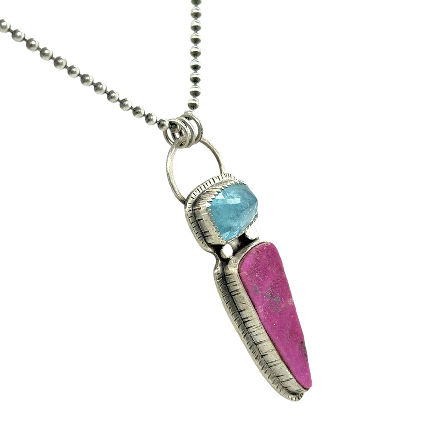 Necklace - Cobalto Calcite and Aquamarine