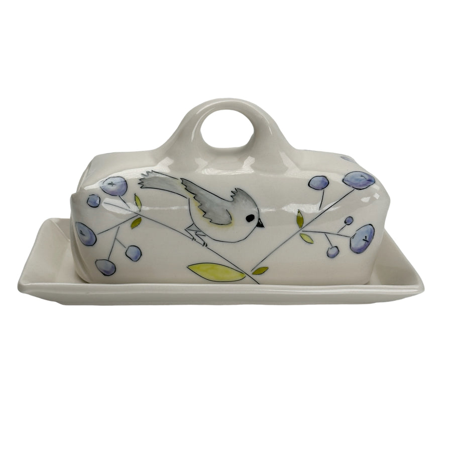 Birds and Blueberries - Butter Dish