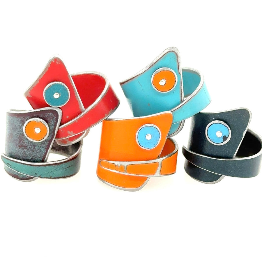Ring - Navy Blue with Baby Blue Dot