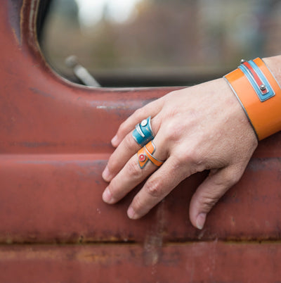 Ring - Orange with Yellow Dot