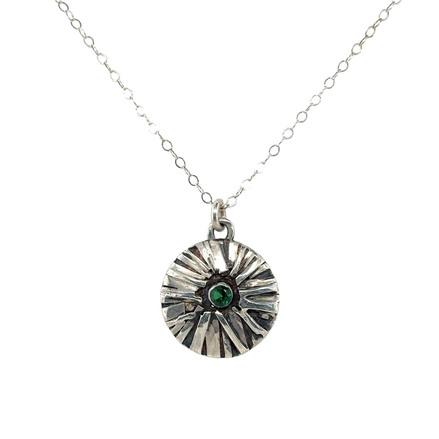 Necklace - Round Pendant with Emerald