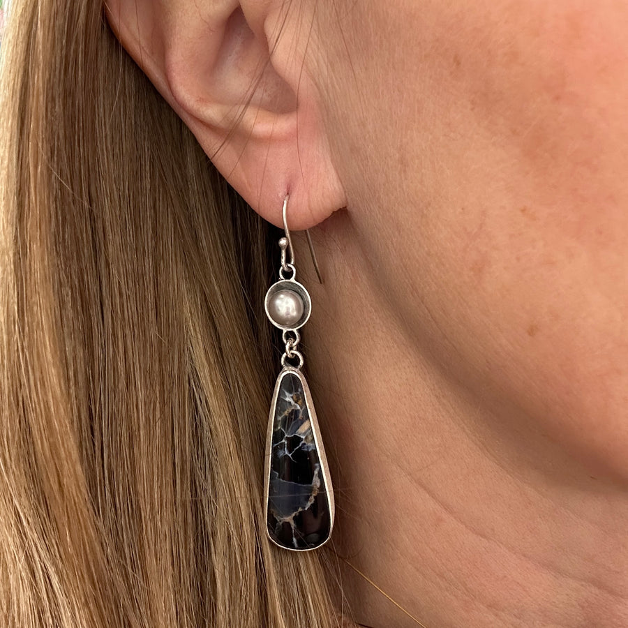 Earrings - Pietersite and Pearl