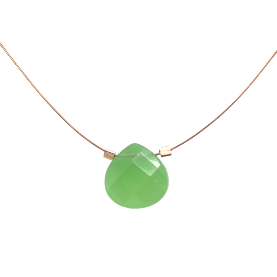 Czech Quartz Necklace - Cloudy Green