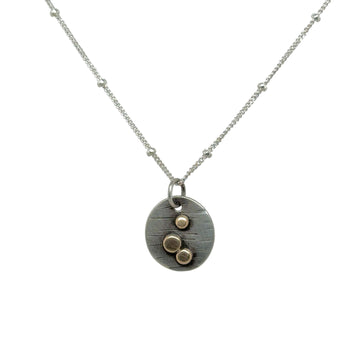Necklace - Silver Oval with 14K Dots