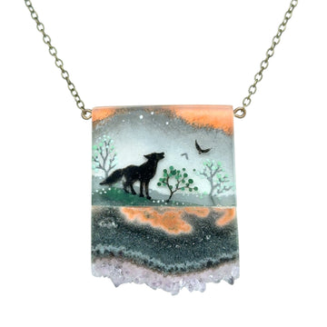 Necklace with Crystals - Wolf