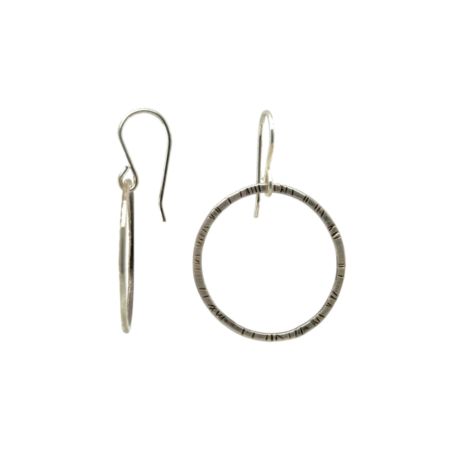 Earrings - Silver Stamped Circles