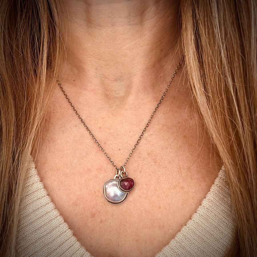 Necklace - Mabe Pearl and Tourmaline