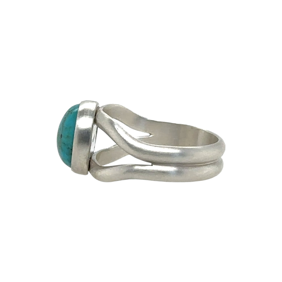 Turquoise Ring with Brushed Finished