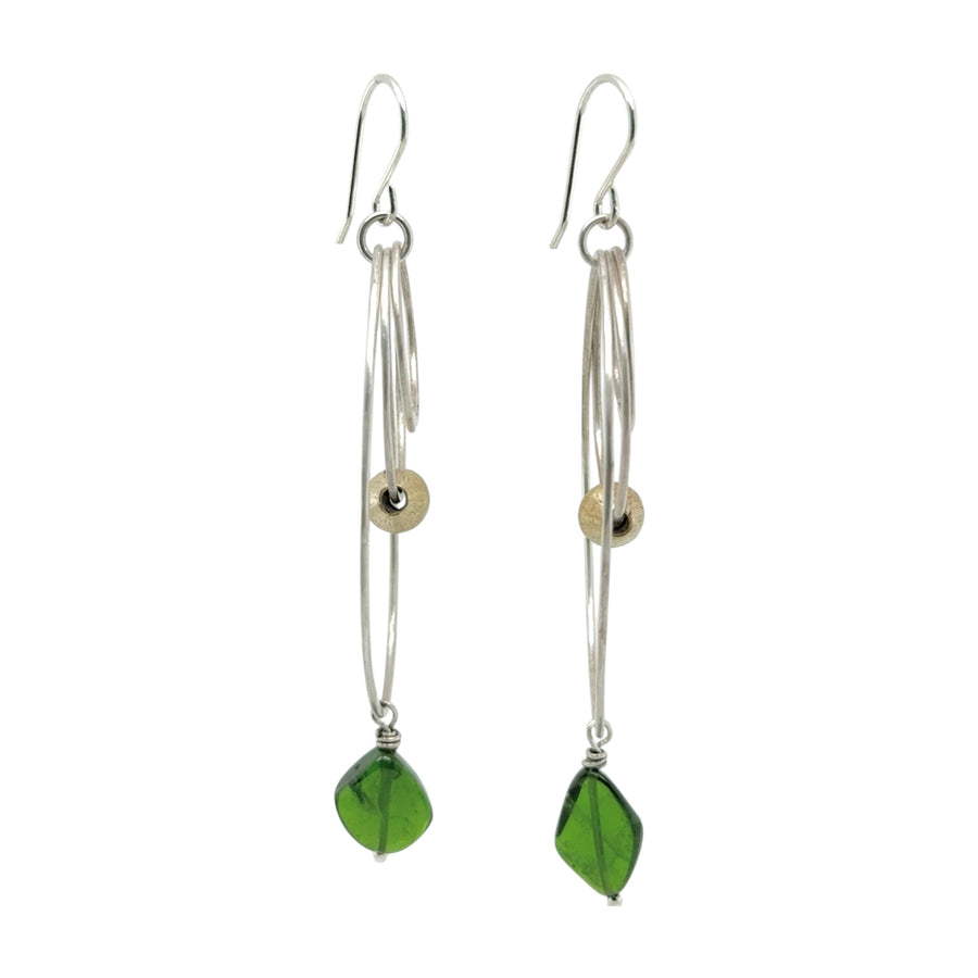 Earrings - Triple Silver Overlap with Chrome Diopside