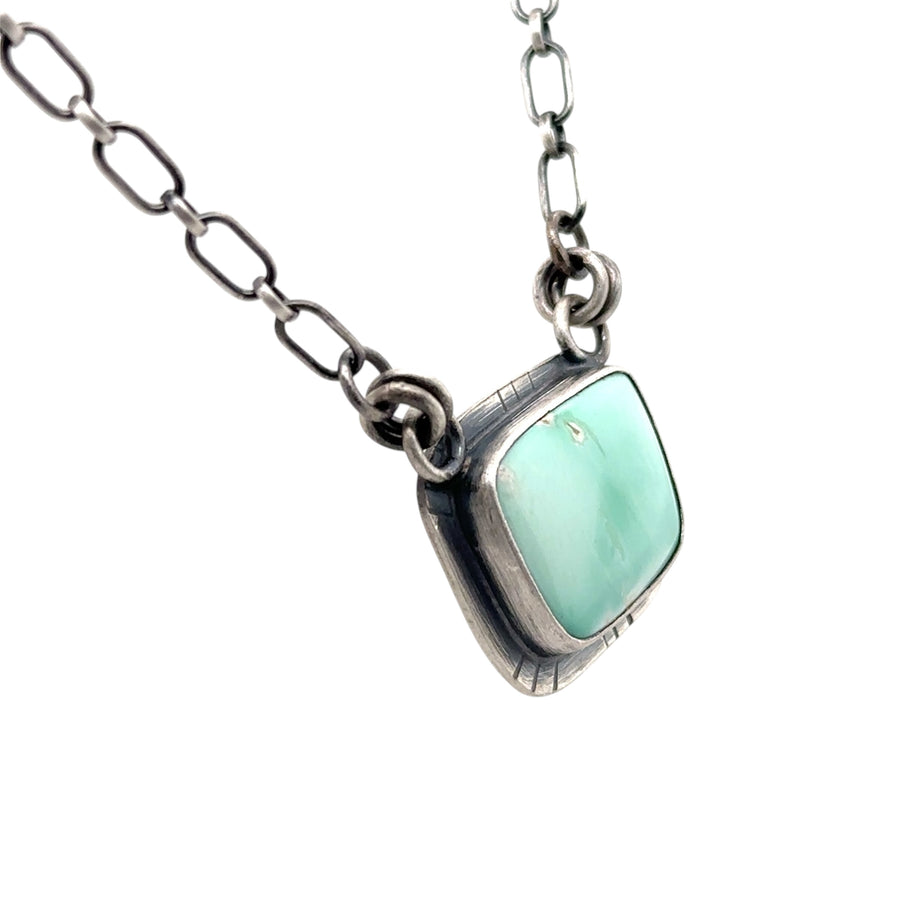 Variscite Jungle Pendant with Leaf Backplate