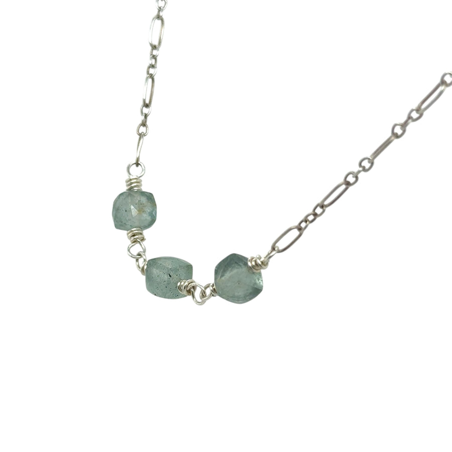 Necklace - Aquamarine Cubes