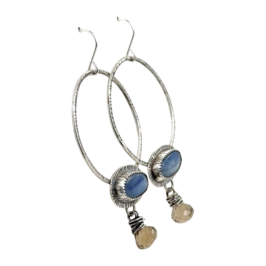 Earrings - Kyanite and Smoky Quartz