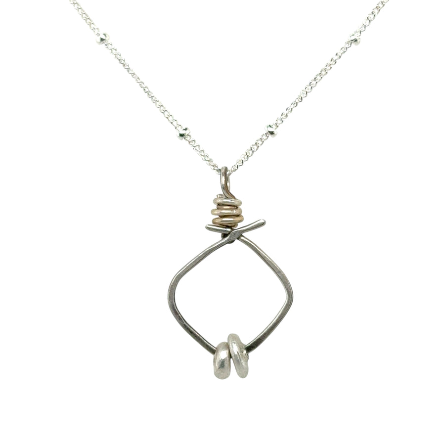 Necklace - Silver Overlap with Silver Beads