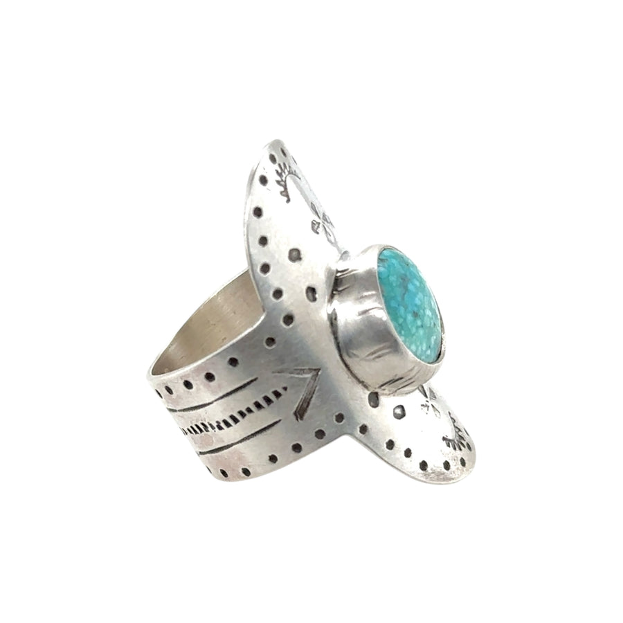 Ring - Turquoise Cigar Band - Size 8